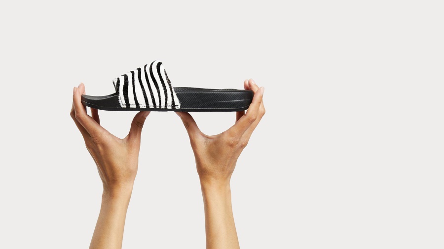 Fitflop iQUSHION Zebra-Print Leather Slides Zebra