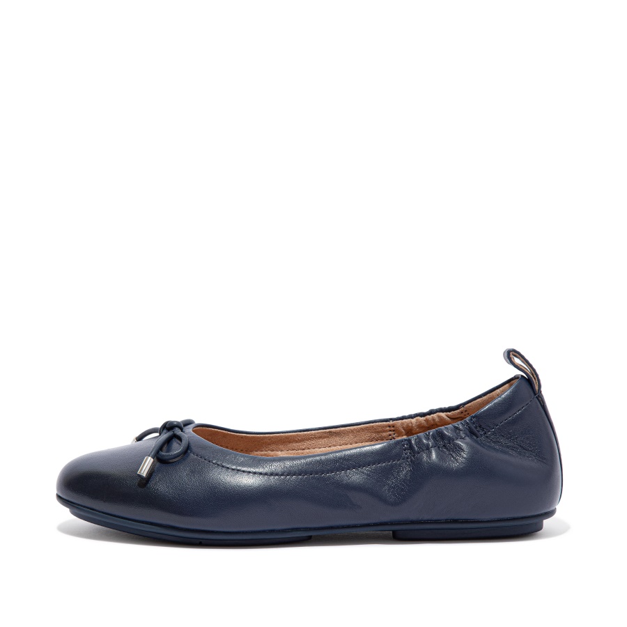 Fitflop ALLEGRO Bow Leather Ballet Flats Midnight Navy