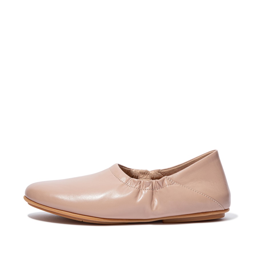 Fitflop ALLEGRO Fold-Down Back Leather Ballet Flats Naked Pink