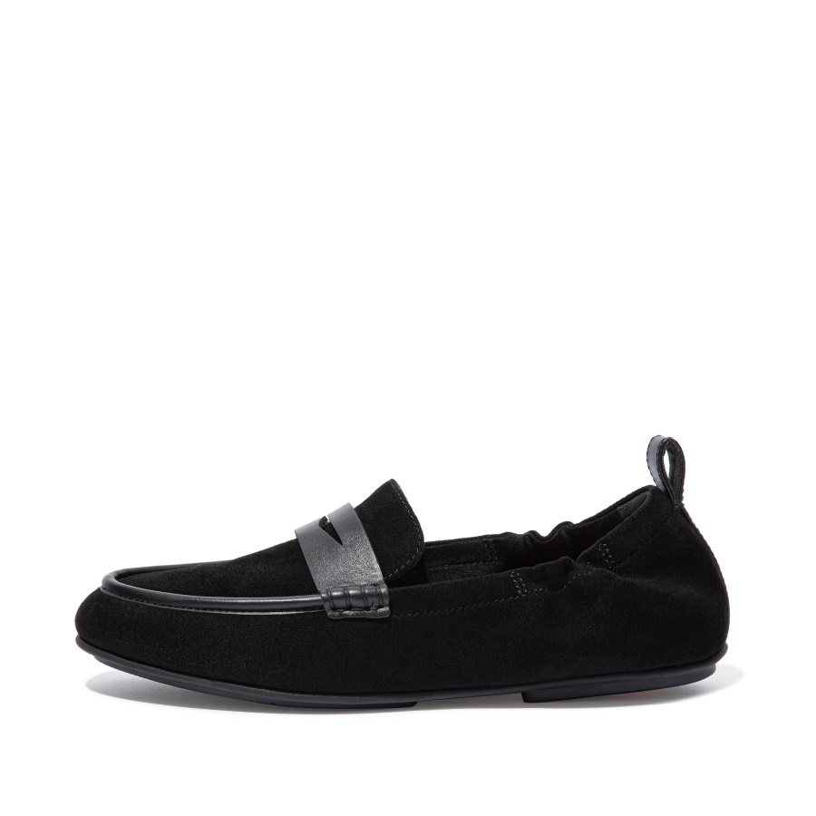 Fitflop ALLEGRO Suede Penny Loafers All Black