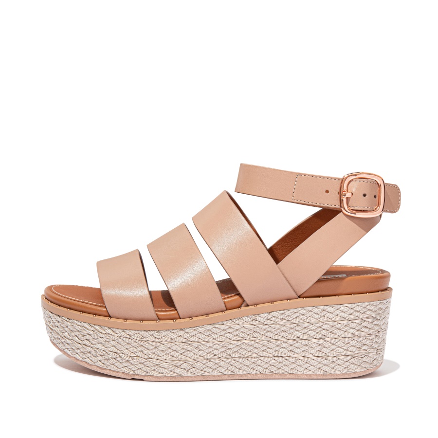 Fitflop ELOISE Espadrille Leather Wedge Sandals Naked Pink