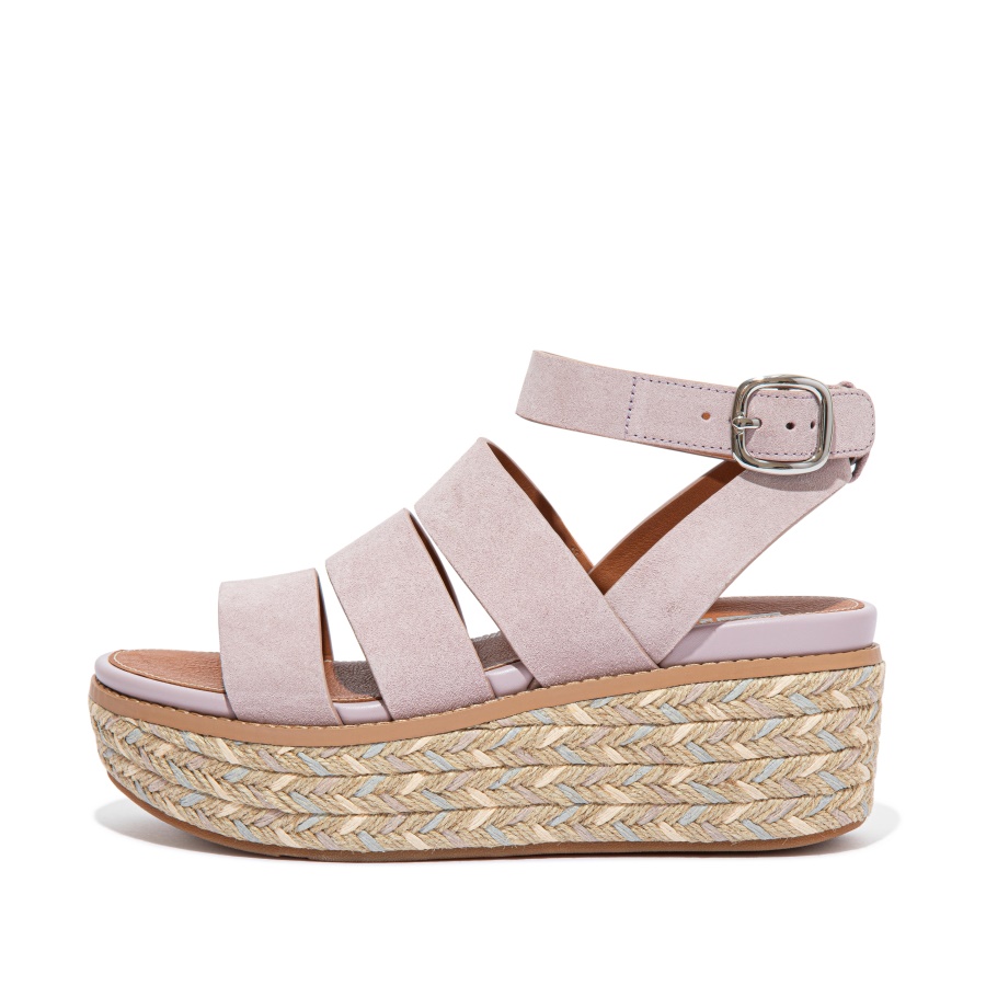 Fitflop ELOISE Espadrille Suede Wedge Sandals Soft Lilac