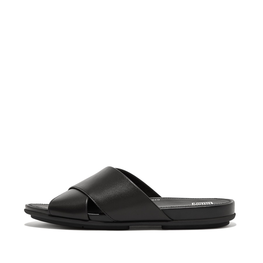 Fitflop GRACIE Leather Cross Slides All Black