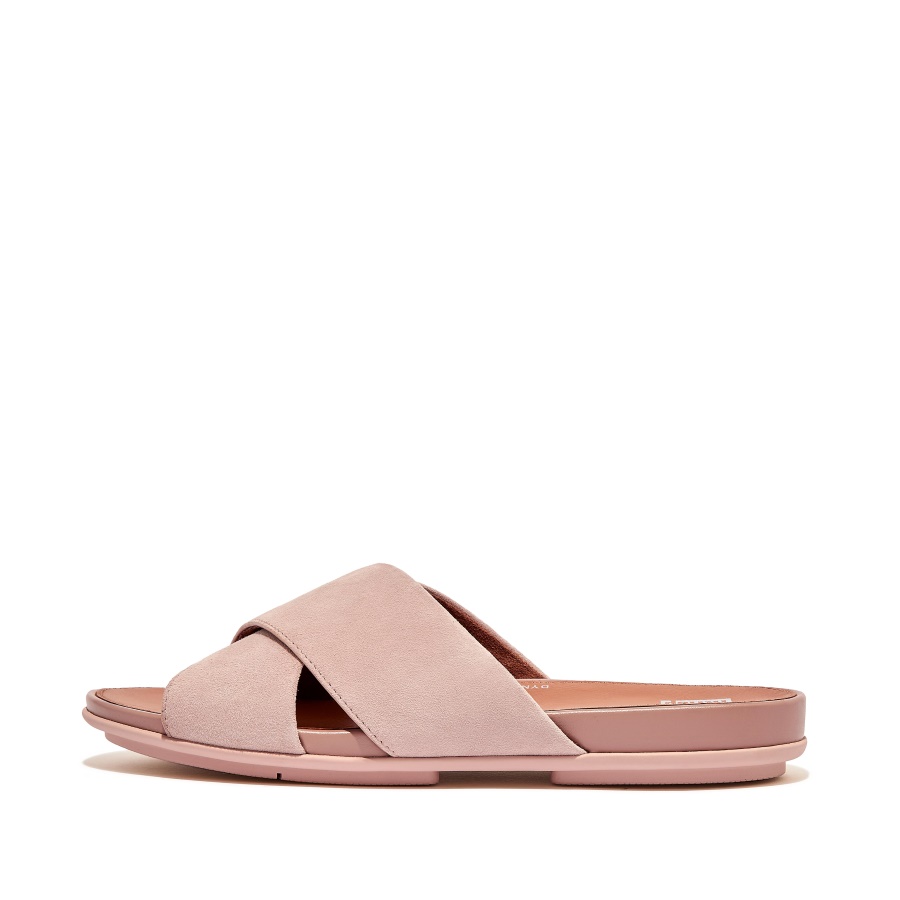 Fitflop GRACIE Suede Cross Slides Naked Pink