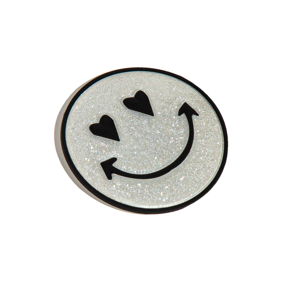 Fitflop HEART-EYES SMILEY Shimmer Rubber Stickers 2-Pack Silver Shimmer