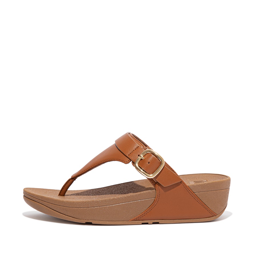 Fitflop LULU Adjustable Leather Toe-Post Light Tan