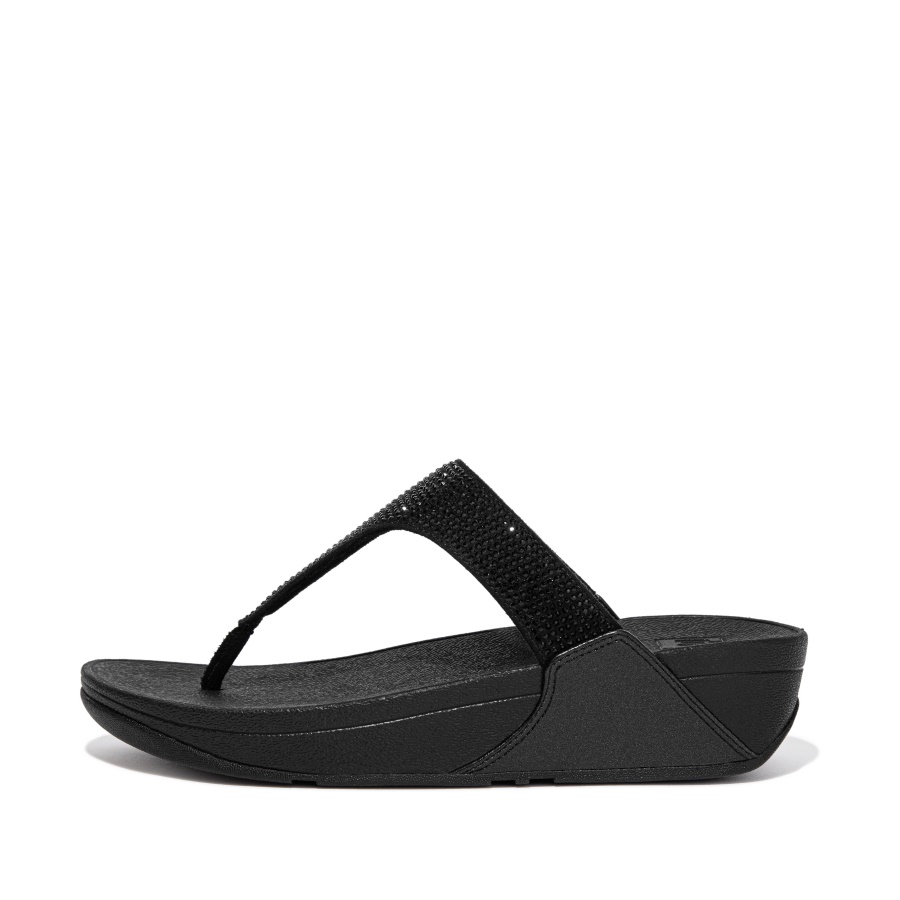 Fitflop LULU Crystal Toe-Post Sandals All Black