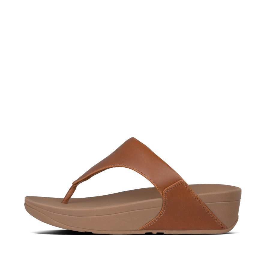 Fitflop LULU Leather Toe-Post Sandals Light Tan