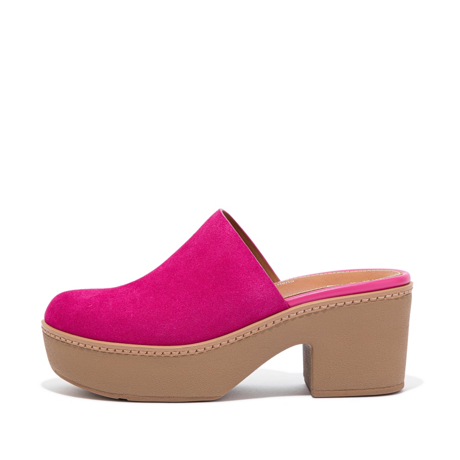 Fitflop PILAR Suede Mule Platforms Fuchsia Rose