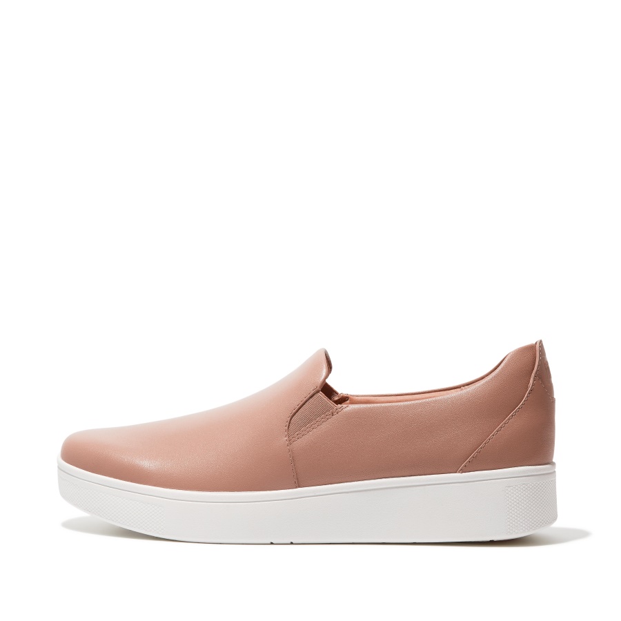 Fitflop RALLY Leather Slip-On Skate Sneakers Beige