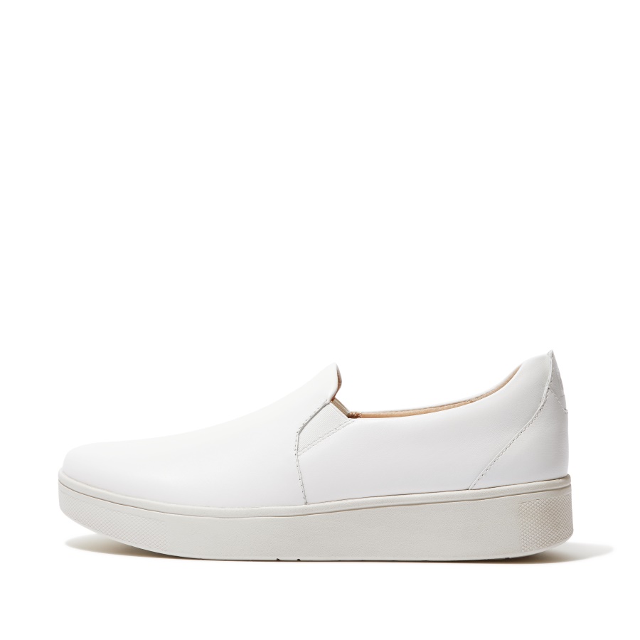 Fitflop RALLY Leather Slip-On Skate Sneakers Urban White