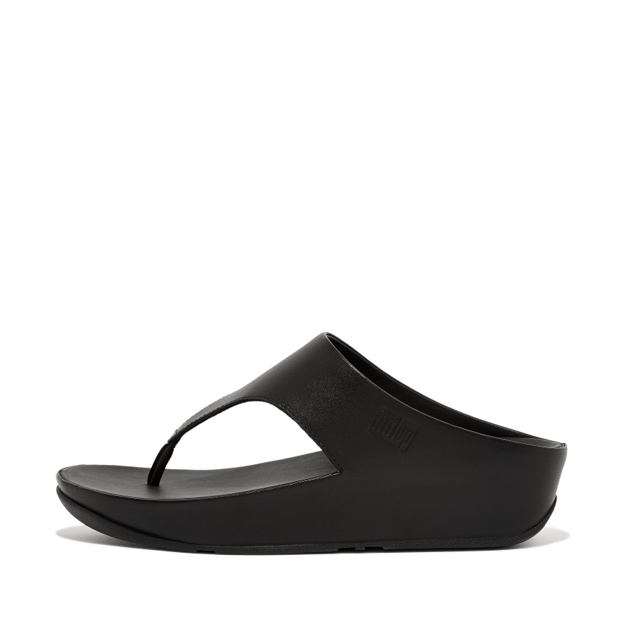 Fitflop SHUV Leather Toe-Post Sandals All Black