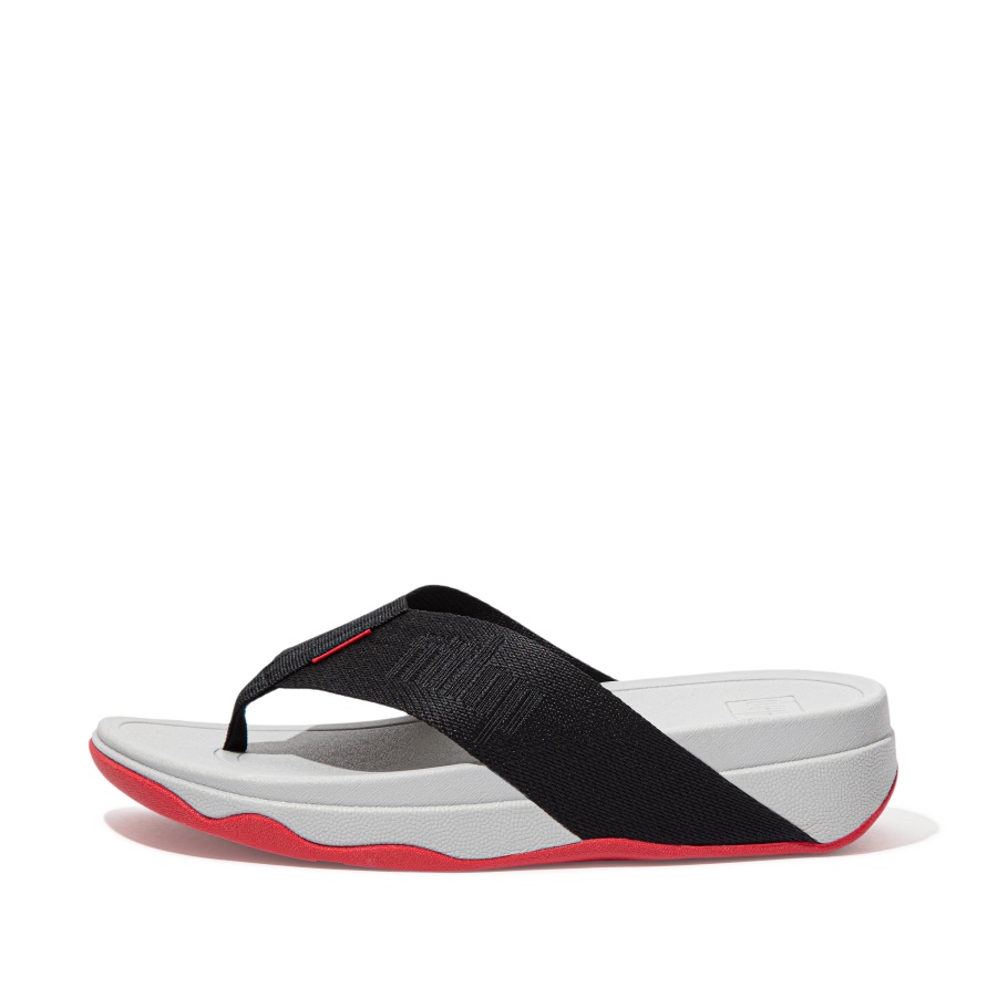 Fitflop SURFA Woven-Logo Toe-Post Sandals Black