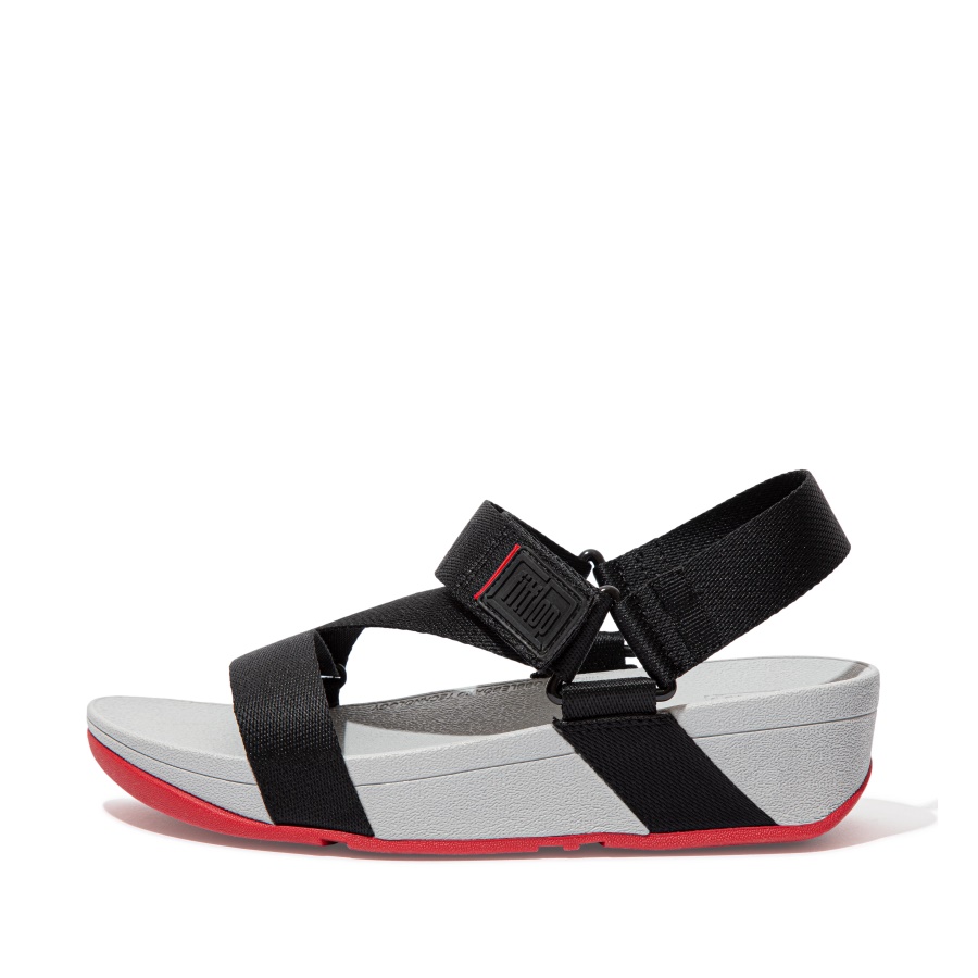 Fitflop SURFA Woven-Logo Z-Strap Sandals Black