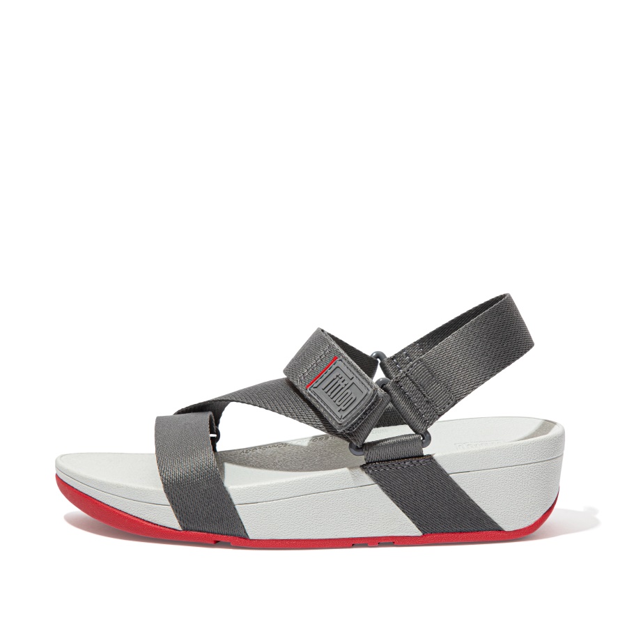 Fitflop SURFA Woven-Logo Z-Strap Sandals Pewter Grey