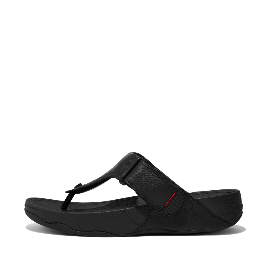 Fitflop TRAKK II Mens Leather Toe-Post Sandals All Black