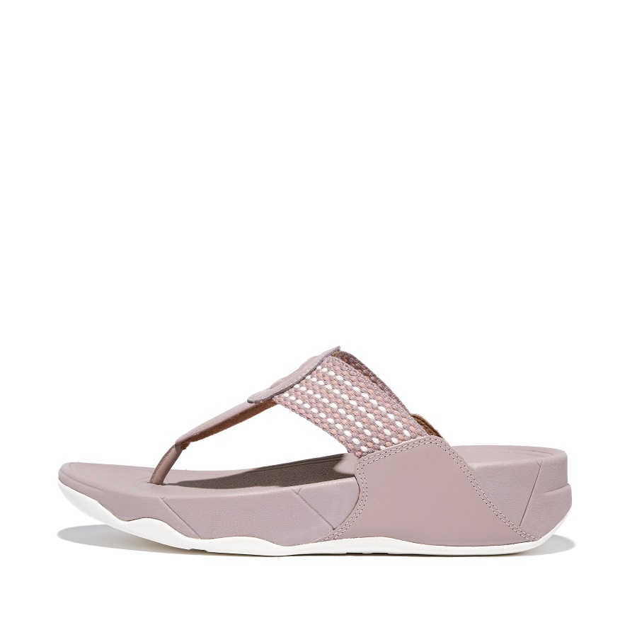 Fitflop WALKSTAR Finestripe Toe-Post Sandals Pink Sky Mix