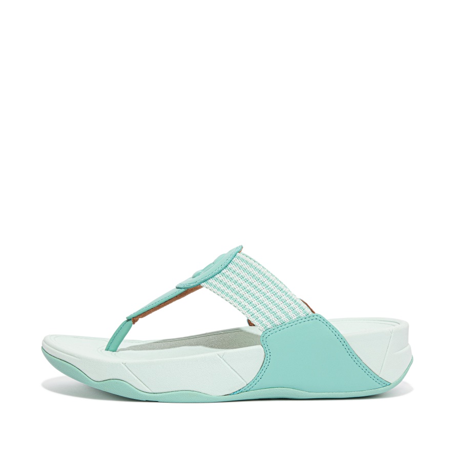 Fitflop WALKSTAR Finestripe Toe-Post Sandals Sea Foam Green