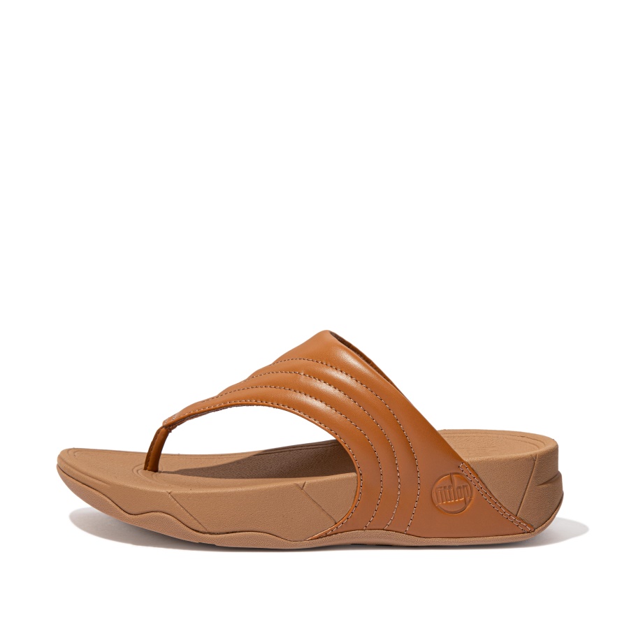 Fitflop WALKSTAR Leather Toe-Post Sandals Light Tan