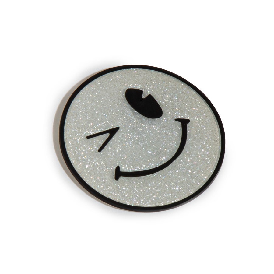 Fitflop WINKING SMILEY Shimmer Rubber Stickers 2-Pack Silver Shimmer