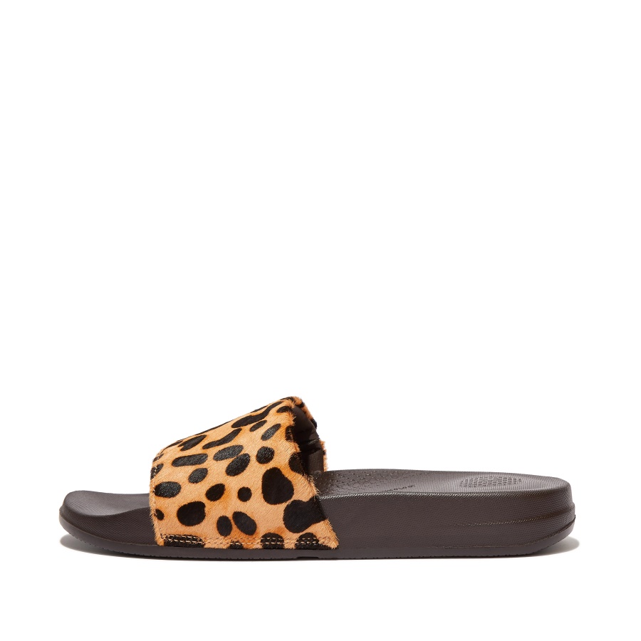 Fitflop iQUSHION Leopard-Print Leather Slides Leopard