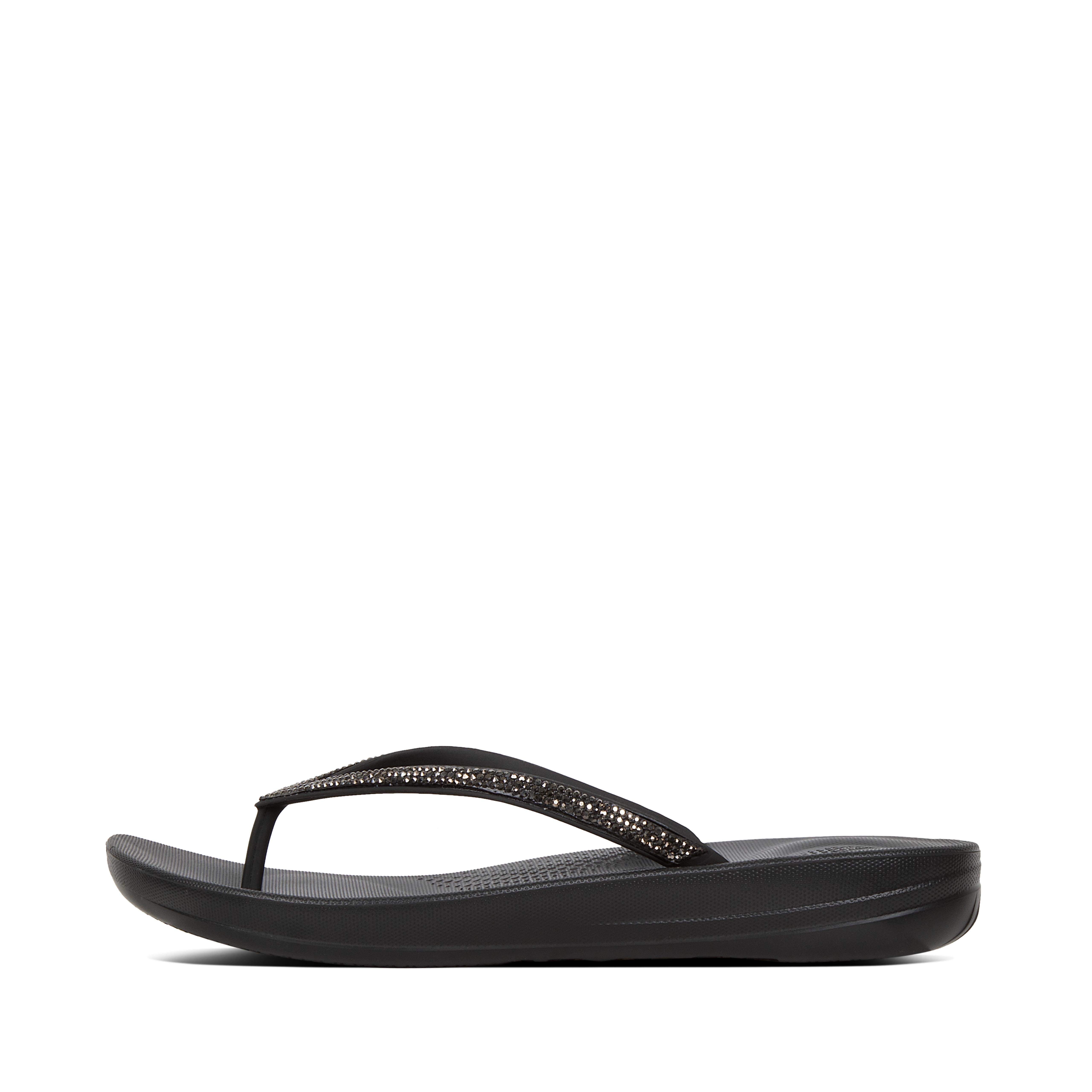 Fitflop iQUSHION Sparkle Ergonomic Flip-Flops Black