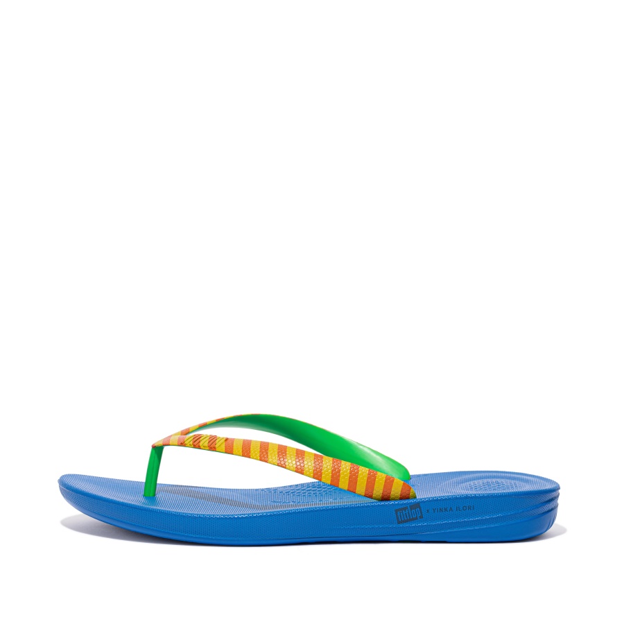 Fitflop iQUSHION X YINKA ILORI Mens Flip-Flops Yellow-Red Alert